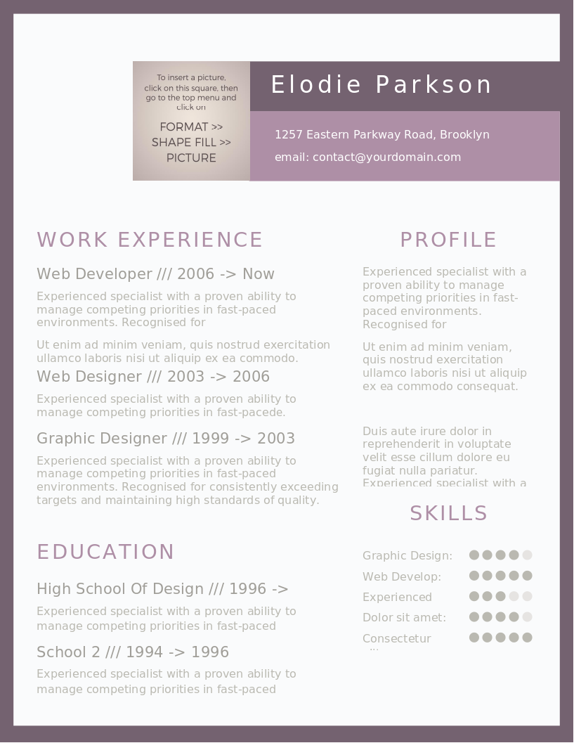 Plain in Purple CV preview